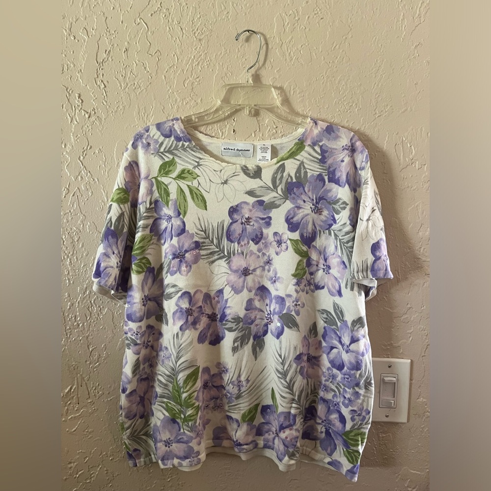 Alfred Dunner Purple Floral Blouse NWT